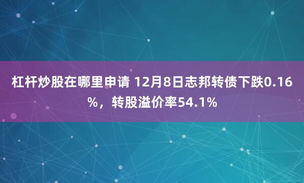 杠杆炒股在哪里申请 12月8日志邦转债下跌0.16%，转股溢价率54.1%