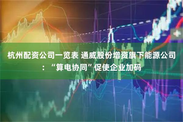 杭州配资公司一览表 通威股份增资旗下能源公司：“算电协同”促使企业加码